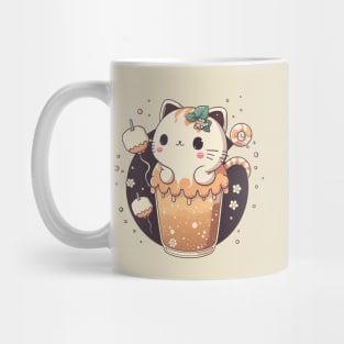 Cat Boba Tea Bubble tea anime kawaii design - cute kitten drinking boba straw Mug